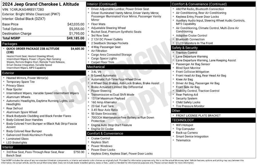 used 2024 Jeep Grand Cherokee L car, priced at $26,995