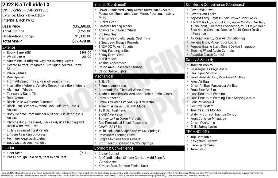 used 2022 Kia Telluride car, priced at $24,995