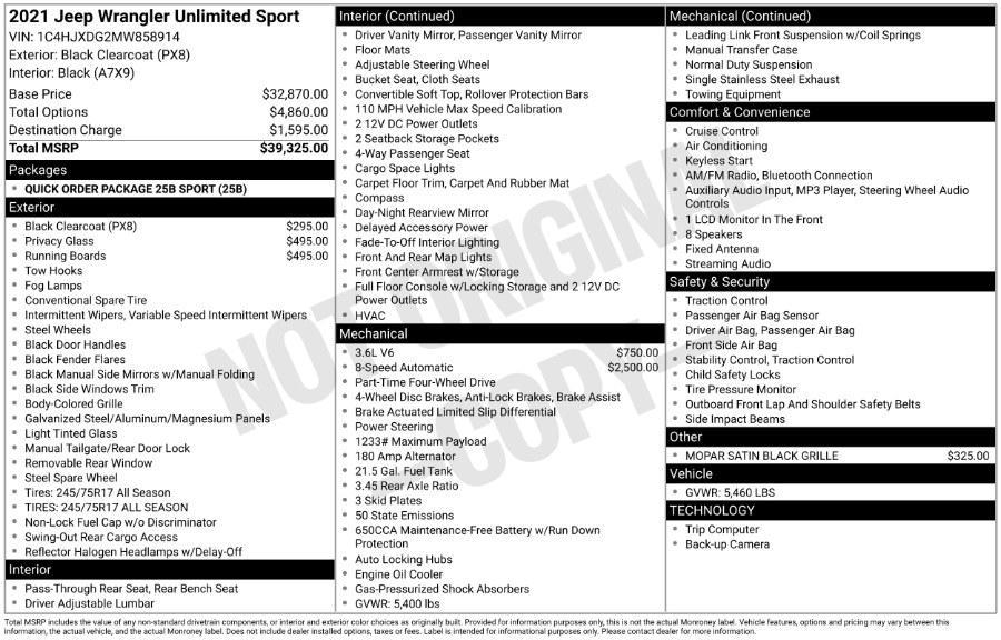 used 2021 Jeep Wrangler Unlimited car, priced at $24,995