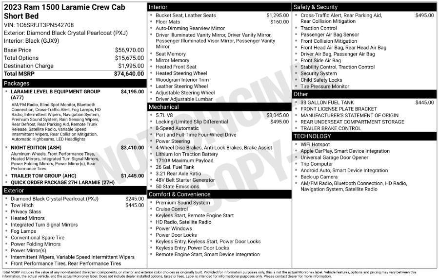 used 2023 Ram 1500 car, priced at $38,495