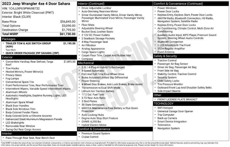 used 2023 Jeep Wrangler 4xe car, priced at $30,750
