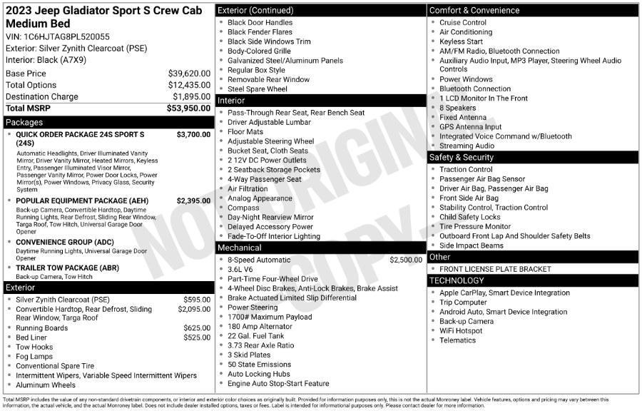 used 2023 Jeep Gladiator car, priced at $26,995