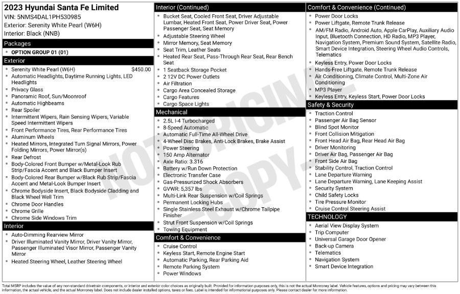 used 2023 Hyundai Santa Fe car, priced at $21,495