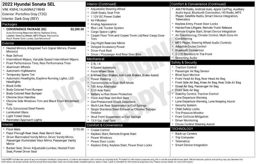 used 2022 Hyundai Sonata car, priced at $19,995