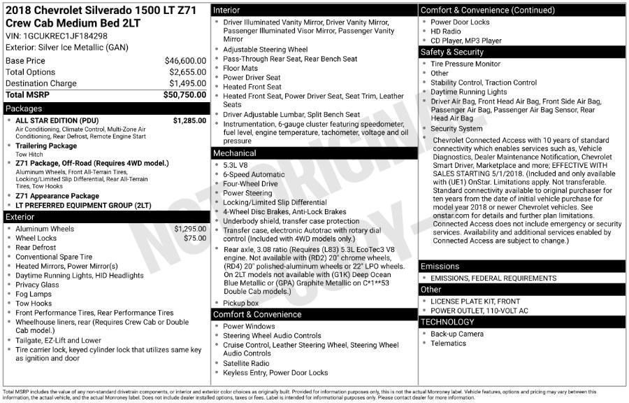 used 2018 Chevrolet Silverado 1500 car, priced at $24,995