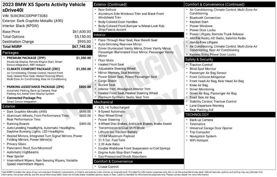 used 2023 BMW X5 car, priced at $35,995