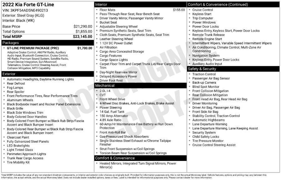 used 2022 Kia Forte car, priced at $19,895