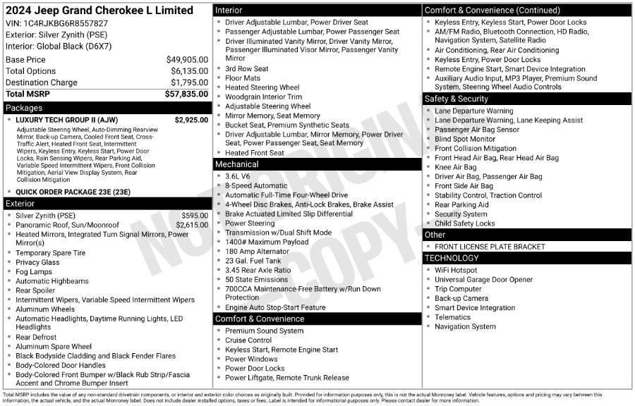 used 2024 Jeep Grand Cherokee L car, priced at $32,995