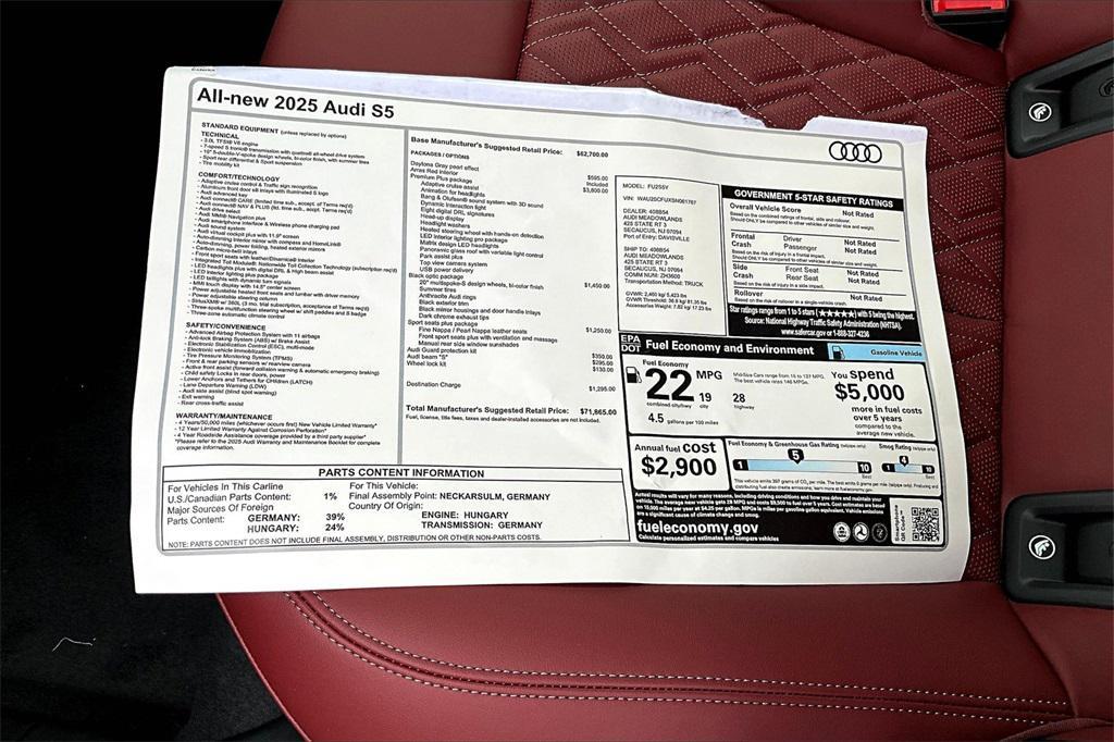 new 2025 Audi S5 car, priced at $71,065