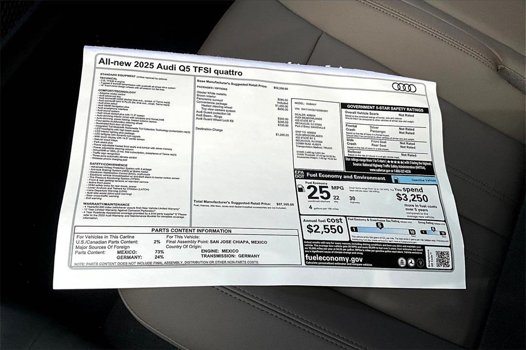 new 2025 Audi Q5 car, priced at $57,105
