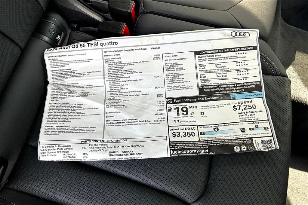 new 2025 Audi Q8 car, priced at $86,745