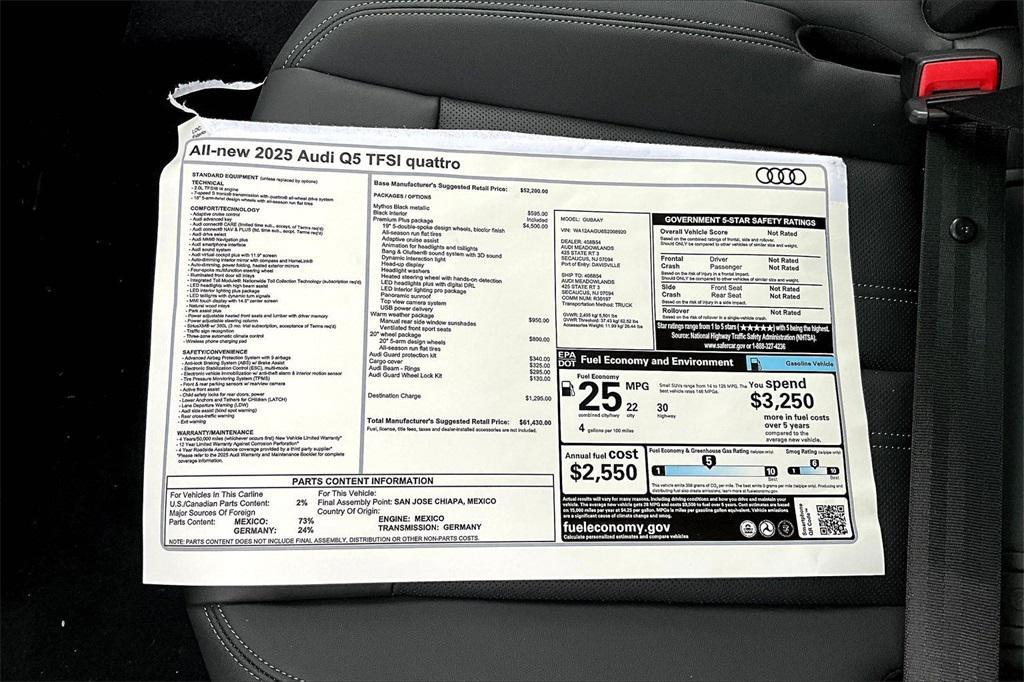new 2025 Audi Q5 car, priced at $61,430