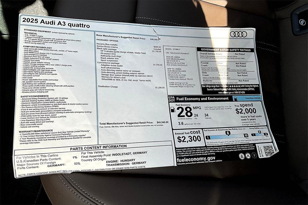 new 2025 Audi A3 car, priced at $43,540