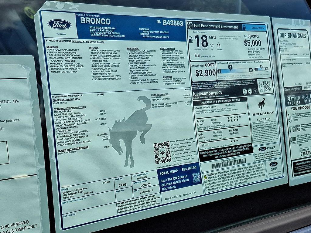 new 2025 Ford Bronco car, priced at $49,000