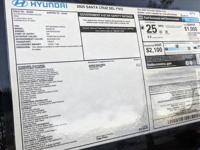 new 2025 Hyundai Santa Cruz car, priced at $32,300