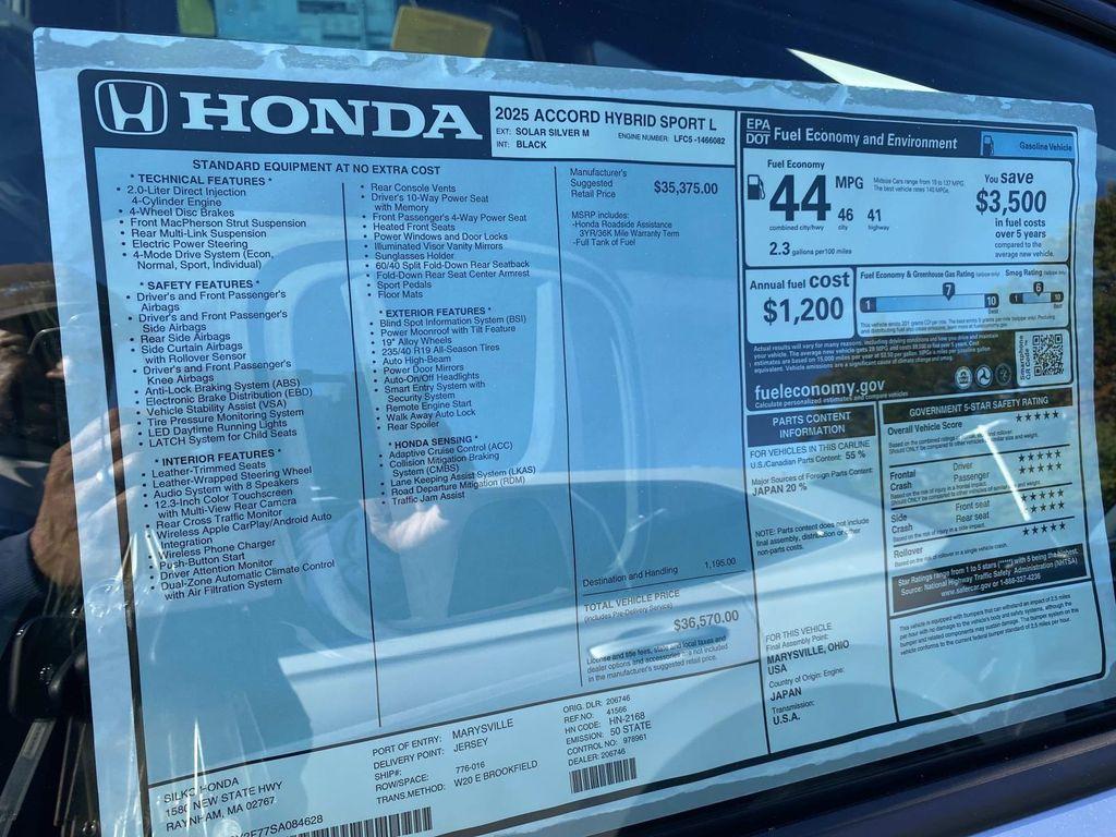 new 2025 Honda Accord Hybrid car, priced at $36,570