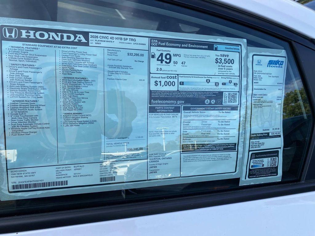 new 2026 Honda Civic Hybrid car, priced at $33,945