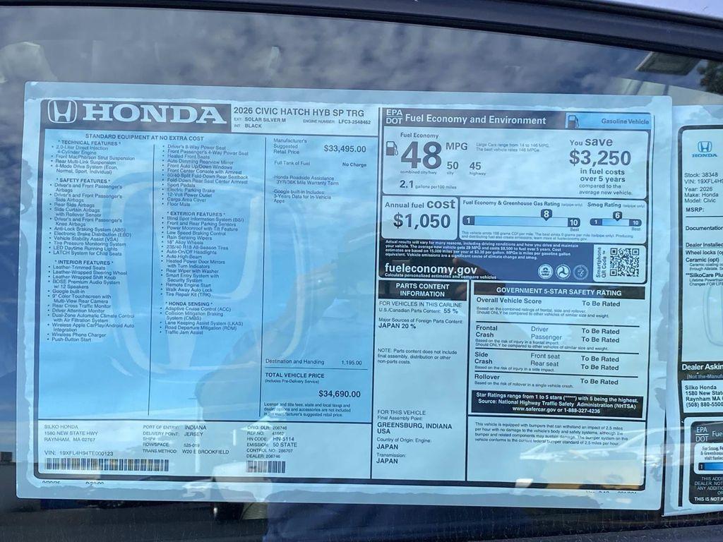 new 2026 Honda Civic Hybrid car, priced at $34,690