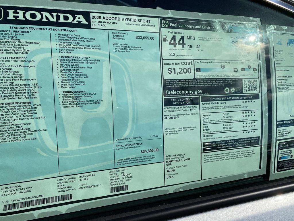 new 2025 Honda Accord Hybrid car, priced at $34,805