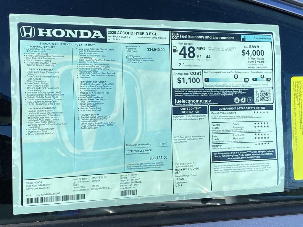 new 2025 Honda Accord Hybrid car, priced at $36,135