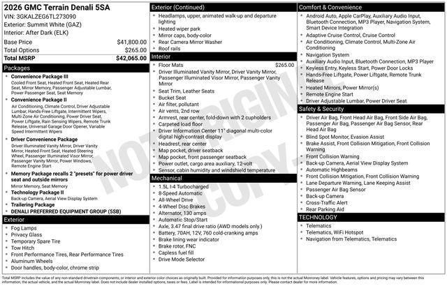 new 2026 GMC Terrain car, priced at $40,609