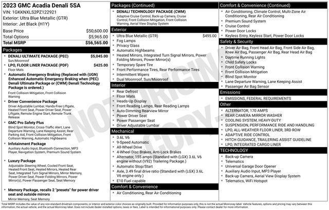 used 2023 GMC Acadia car, priced at $37,500