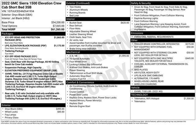 used 2022 GMC Sierra 1500 car, priced at $46,000