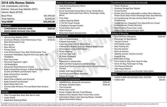 used 2018 Alfa Romeo Stelvio car, priced at $12,480