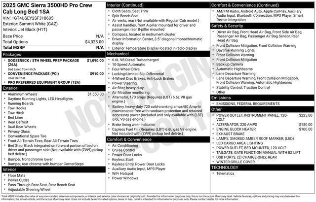 new 2025 GMC Sierra 3500 car, priced at $62,280