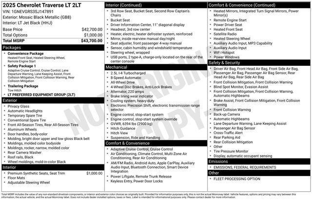 used 2025 Chevrolet Traverse car, priced at $41,500
