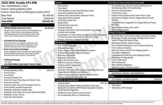 new 2025 GMC Acadia car, priced at $52,389