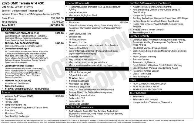 new 2026 GMC Terrain car, priced at $39,410