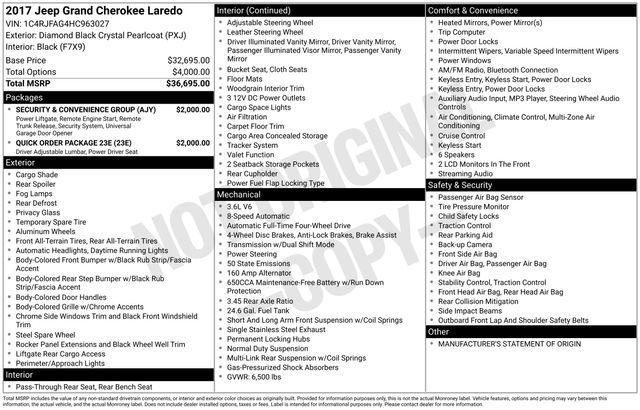 used 2017 Jeep Grand Cherokee car, priced at $12,200