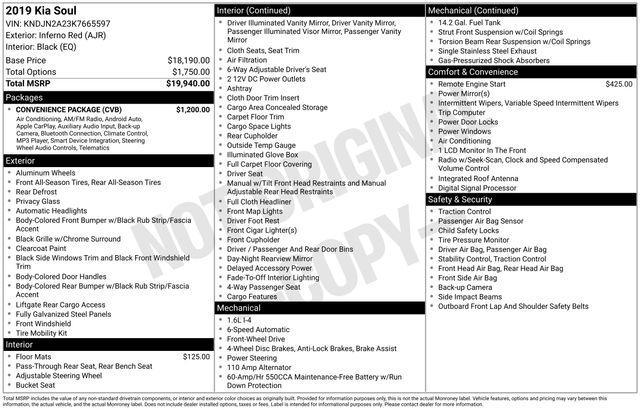 used 2019 Kia Soul car, priced at $7,500