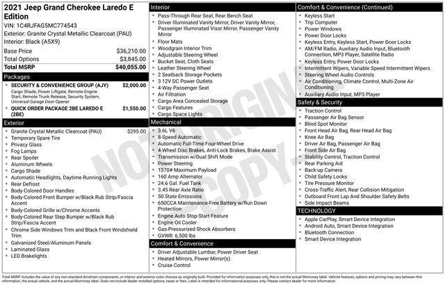 used 2021 Jeep Grand Cherokee car, priced at $21,000