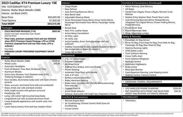 used 2023 Cadillac XT4 car, priced at $32,000