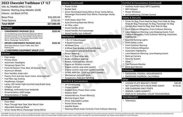 used 2023 Chevrolet TrailBlazer car, priced at $21,000