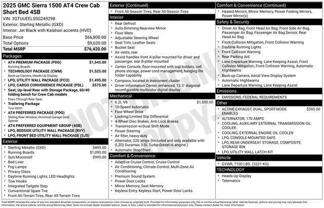 new 2025 GMC Sierra 1500 car, priced at $66,829