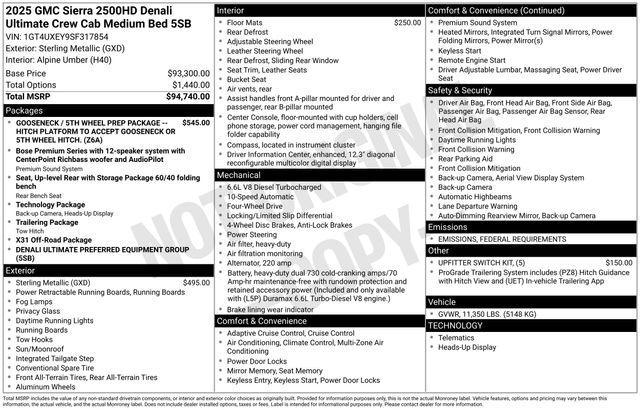 new 2025 GMC Sierra 2500 car, priced at $87,604