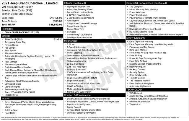 used 2021 Jeep Grand Cherokee L car, priced at $29,500