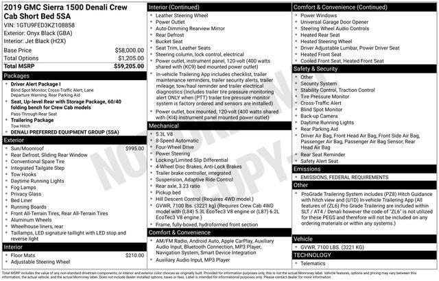 used 2019 GMC Sierra 1500 car, priced at $39,500