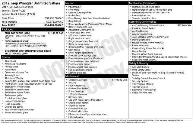 used 2012 Jeep Wrangler Unlimited car, priced at $14,000