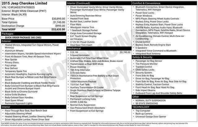 used 2015 Jeep Cherokee car, priced at $5,995