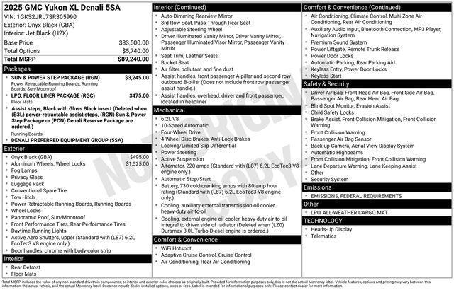 new 2025 GMC Yukon XL car, priced at $83,357