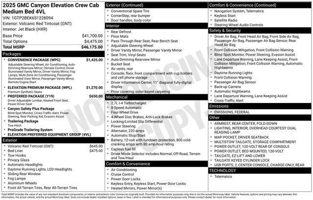 new 2025 GMC Canyon car, priced at $44,111