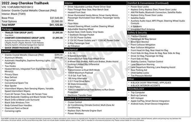 used 2022 Jeep Cherokee car, priced at $20,800