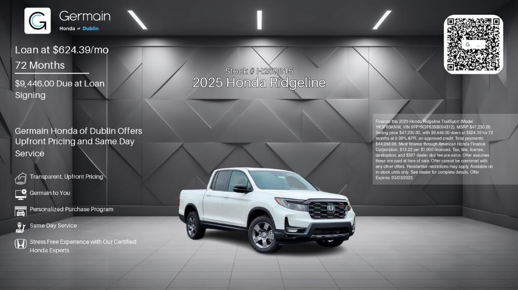 new 2025 Honda Ridgeline car, priced at $47,230