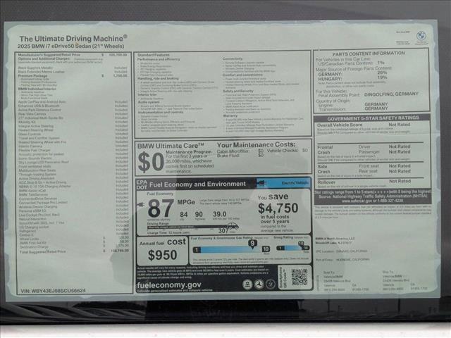new 2025 BMW i7 car, priced at $108,795