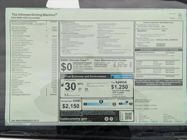 new 2025 BMW 430 car, priced at $62,695