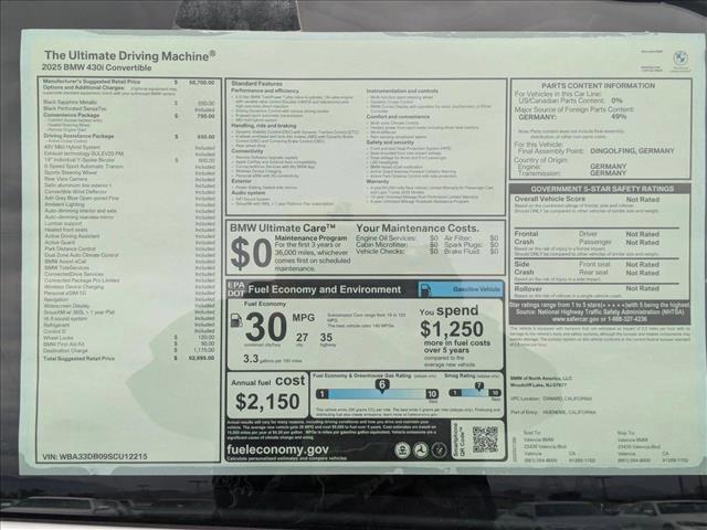 new 2025 BMW 430 car, priced at $62,695